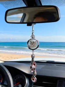 Sparkling Crystal Car Charm – Rearview Mirror Hanging Decor, Auto Interior Accessory