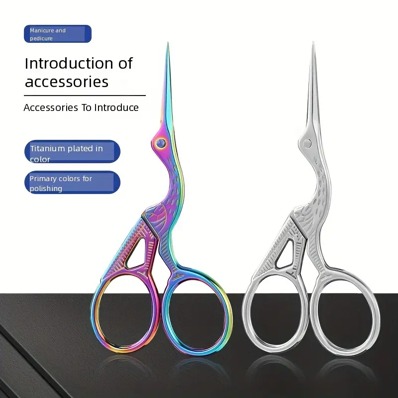 2pcs Vintage Crane Sewing Scissors Set, Stainless Steel Craft Cutting Tools, Sharp Embroidery Scissors for Arts & Daily Use