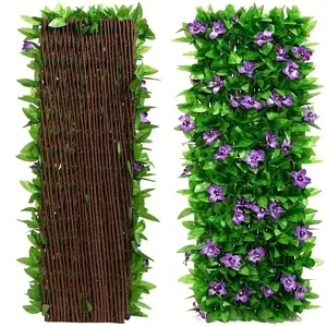 Expandable Artificial Ivy and Floral Hedge, Privacy Screen Fence, Outdoor Garden and Wedding Decor, Adjustable Wall Panel
