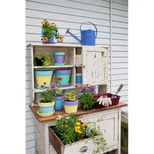 212 MAIN Garden Scene Potting Station Photo Poster Print - 24x36 in Large Artistic Wall Decoration, Ornaments, Room Decorations with Containers & Flowers (Marion County, Illinois, USA)