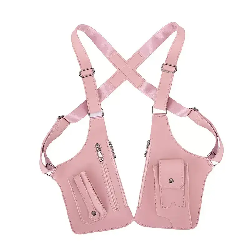 Double Shoulder Armpit Bag with Multi-Pocket, Waterproof PU Leather, Adjustable Straps, Zipper Closure, Underarm Leisure Backpack for Men, Outdoor Gear, Versatile Crossbody