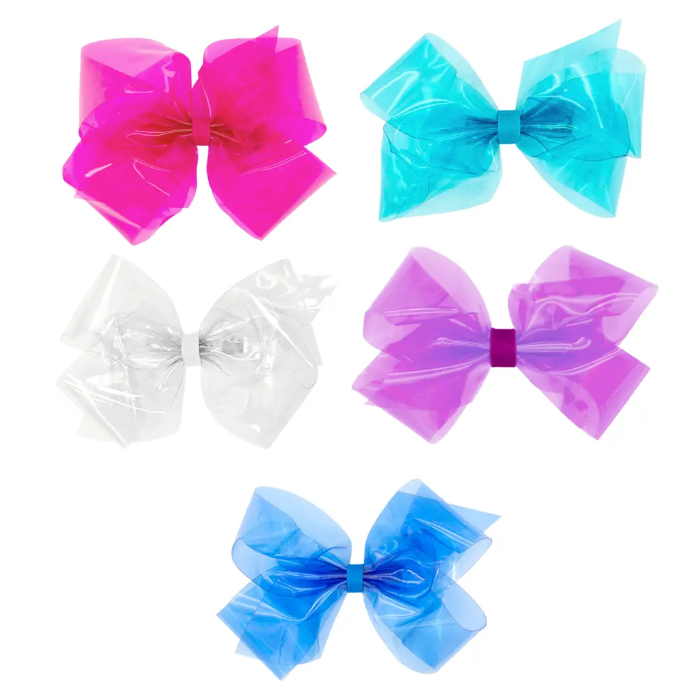 Wee Ones WeeSplash Vinyl Swim Bow Hair Clip - Waterproof, Plain, Casual, 5"x3" Medium Hair Tool, CPSIA Labeled, All-Day Hold Girly Accessory for 7-8/8-9 Years Old Girls, Ideal for Swimming, Pool Parties, Hair Tools