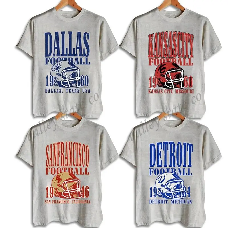 Vintage Football Teams T-Shirt – Sport Grey Unisex Graphic Tee, Classic Sport Style, Comfortable Game Day Outfit for Fans & Casual Wear Retro Football City Top Gift For Football Fans