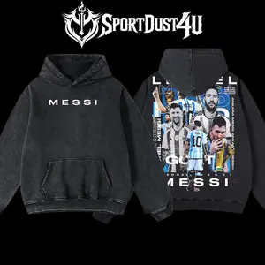 SportDust4U Retro Vintage Limited Edition Lionel Messi "GOAT" Unisex T-Shirt & Hoodie 100% Premium Cotton 230gsm American-Made Classic
