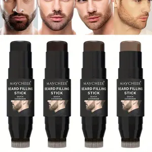Men's 4-Color Beard Filler - Men's Beard Filler Stick and Brush 2-in-1, Waterproof Beard Pen and Long-lasting Cover Natural Makeup, Suitable for Beard and Hair Retouching