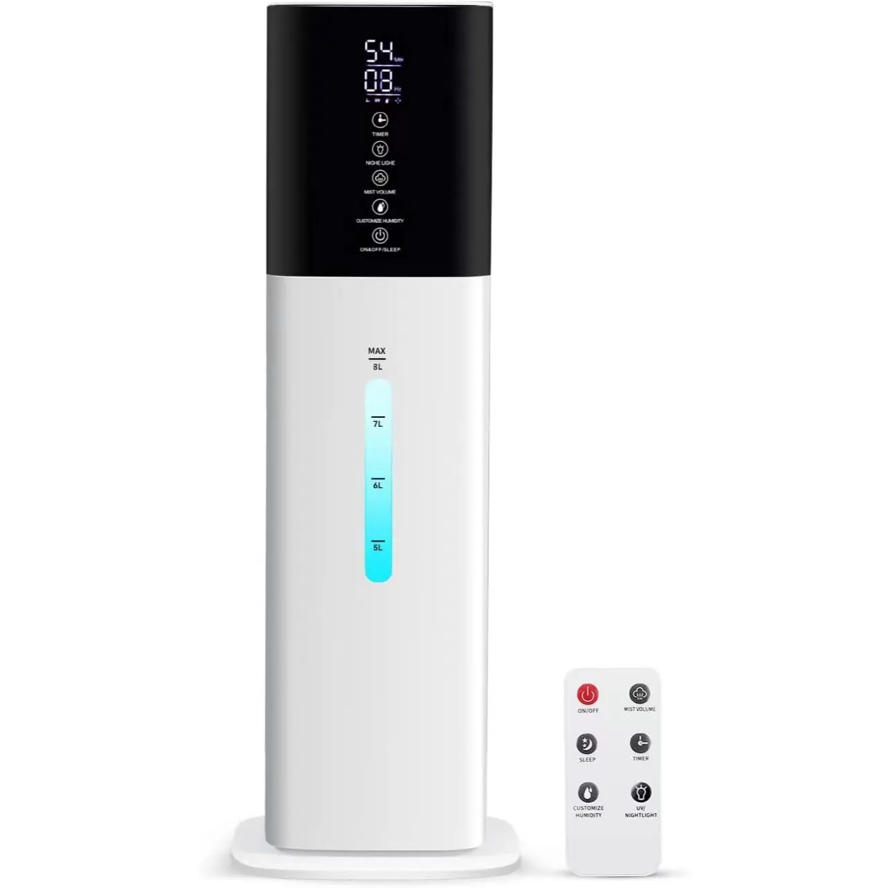Mesiya Humidifier Large Room Bedroom 7 Color Lights 2.1 Gallons (8 Liters) 3-Speed Silent Ultrasonic Cool Mist Humidifier With 360° Nozzle, Humidity Settings, Timer, Aroma Box For House Plants Baby Yoga Sleep (Black)