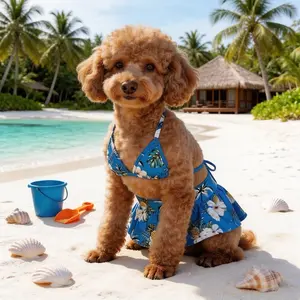Cats Dogs Bikini, Coconut Tree Print Summer Pet Swimsuit Costumes, Stylish Animal Swimwear for Hot Weather, Fun Beach Gear for Pets