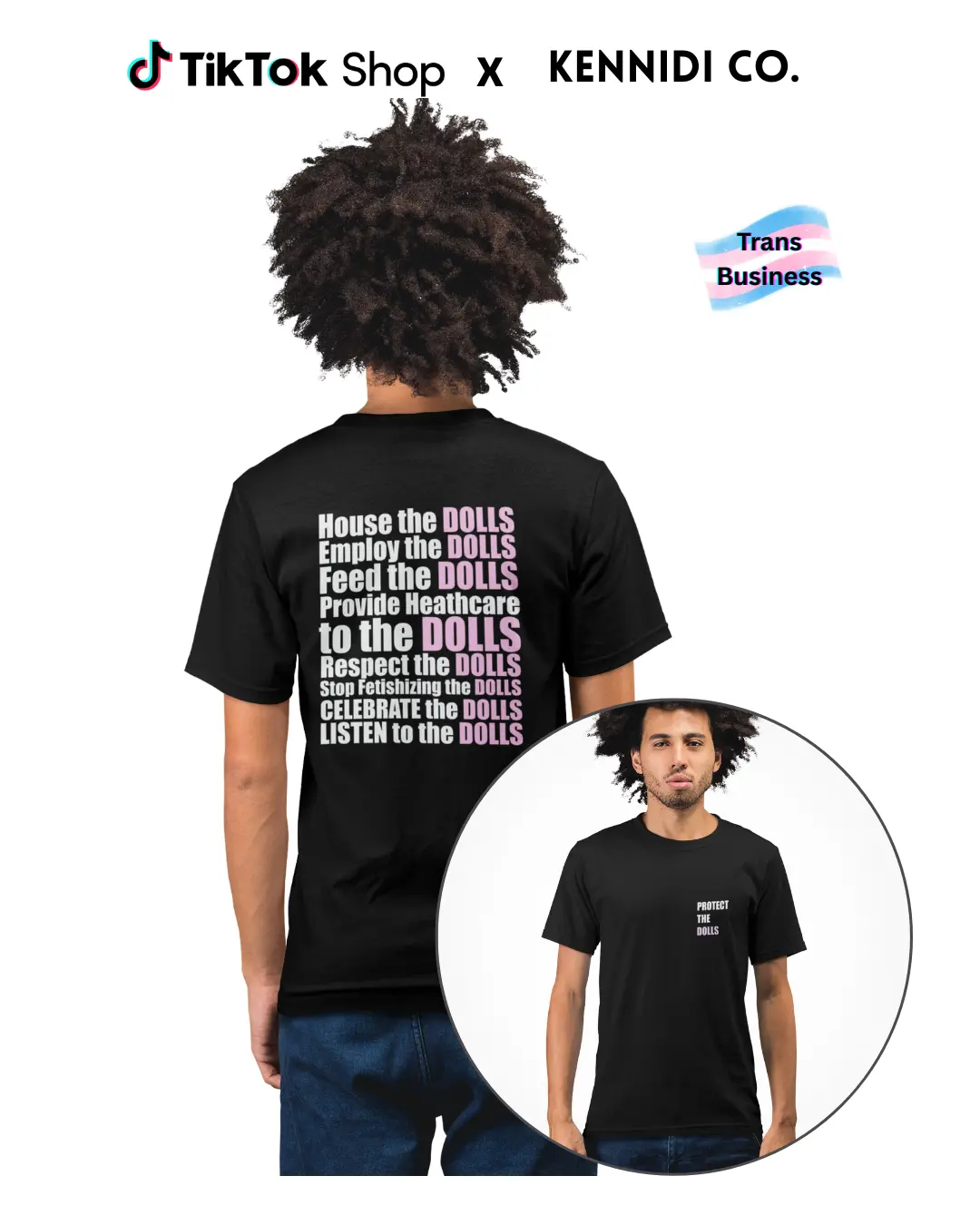 Lady Women's Short-Sleeve Graphic Crew Neck T-Shirt, Casual Streetwear Top with Protect The Dolls Message