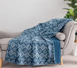 Berkshire 60x70 Diamond Fairisle Suedemink & Sherpa Throw