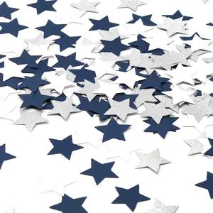 300pcs Navy Blue White Silver Glitter Confetti Twinkle Little Star Table Confetti for Birthday Graduation 2024 Fathers Day Wedding Baby Shower Party Decorations