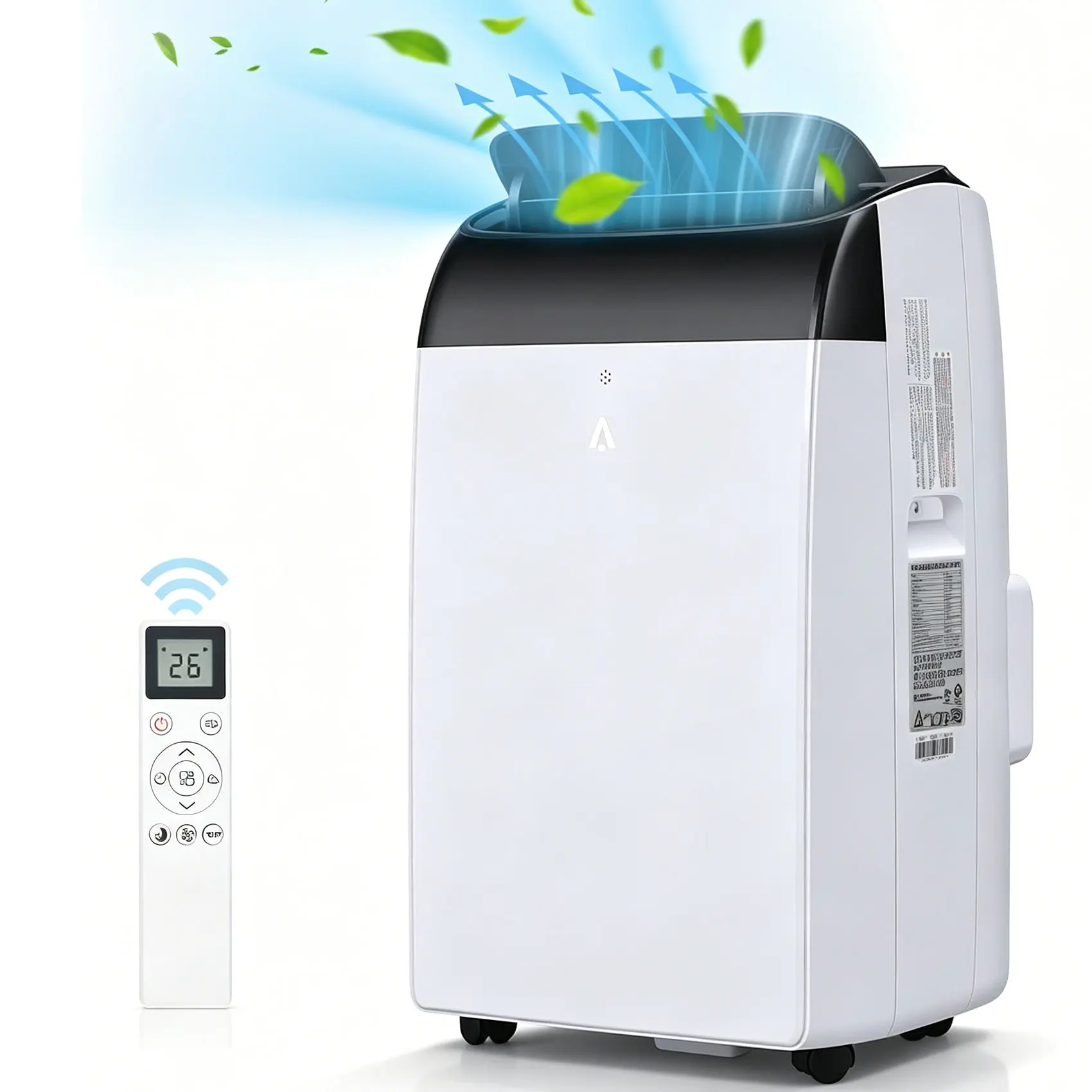 Garvee 14,000 BTU 3-in-1 Portable Air Conditioner, Combines Cooling, Fan and Dehumidifier, White AC Unit with LED Touch Panel, Remote Control, 3 Fan Speeds, Auto Swing and 24H Timer, Cools Large Rooms up to 750 Sq.Ft