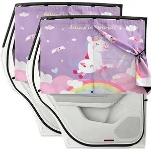 Window Shade for , 2 Pack  Double Layer Cute Unicorn  Shades for Side Windows, Adjustable  Blackout/See-Through Window Curtains for   UV Protection
