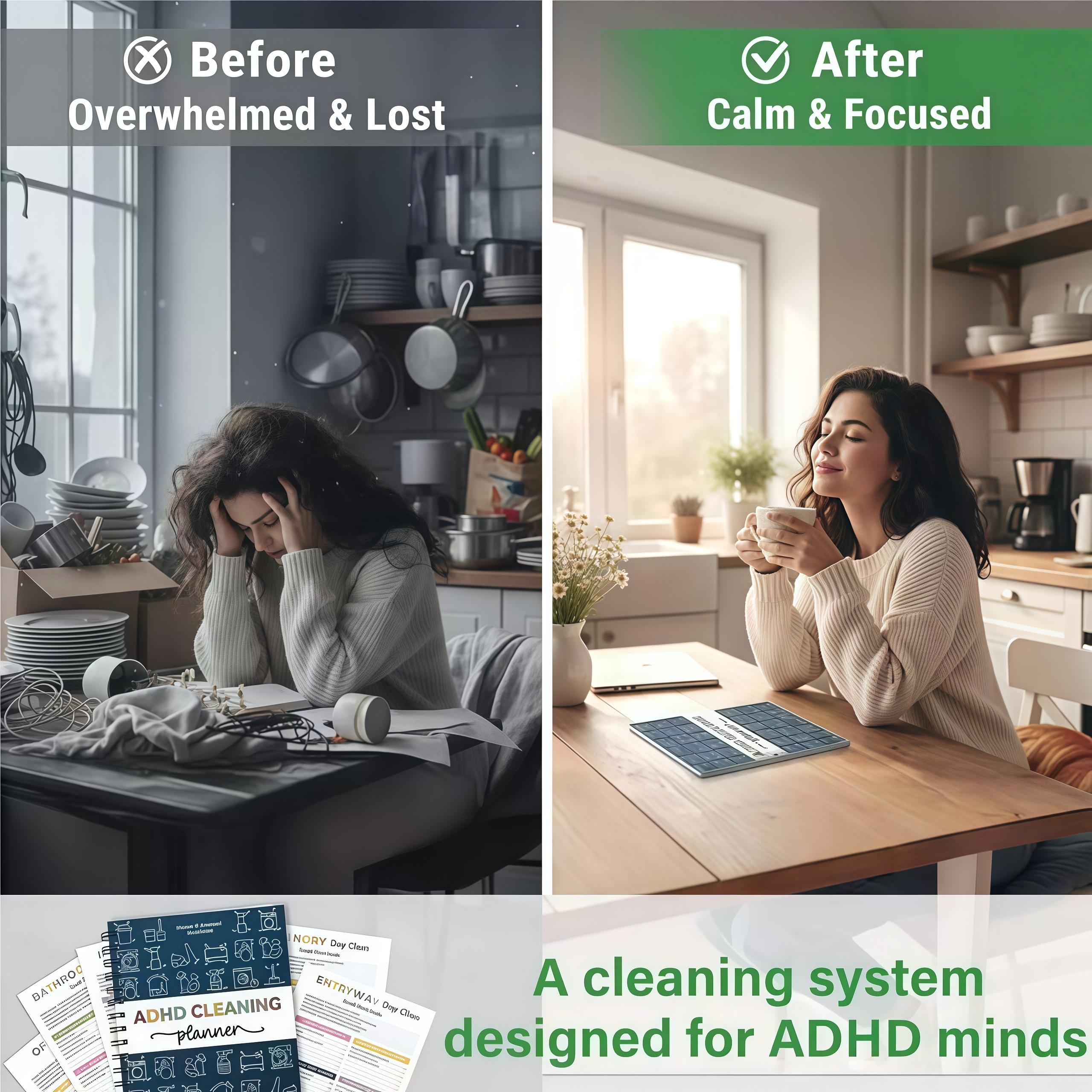 ADHD Cleaning Planner for Adults and Teens - Daily, Weekly & Monthly Cleaning Schedule & Checklist - Household Chore Organizer with DIY Templates for Stress-Free Home Management 2026 NEW