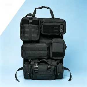 6 Pack Car Seat Back Organizer with Molle Panel - Detachable Pouches Tactical Storage for Truck SUV Accessories - Includes US Flag Patch and Keychain - Practical Gift for Men