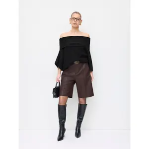 Cider Knit Off-shoulder Long Sleeve Asymmetrical Oversized Top