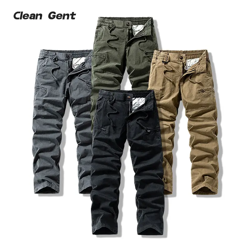 Clean Gent men’s lightweight casual cotton cargo pants—skin-friendly, breathable, durable long pants suitable for spring and autumn. (Please purchase according to the size chart). Ideal for everyday wear, travel, hiking, and mountaineering.