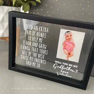 Godparents proposal/godmother proposal/godparent proposal/baptism/first communion/confirmation/religious proposal/bautizo/padrinos/Madrina Glass Modern Black