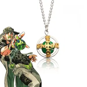 Anime Bizarre Adventure Steel Ball Run Necklace Gyro Julius Caesar Zeppeli Cosplay Unisex Ball Pendant Choker Jewelry