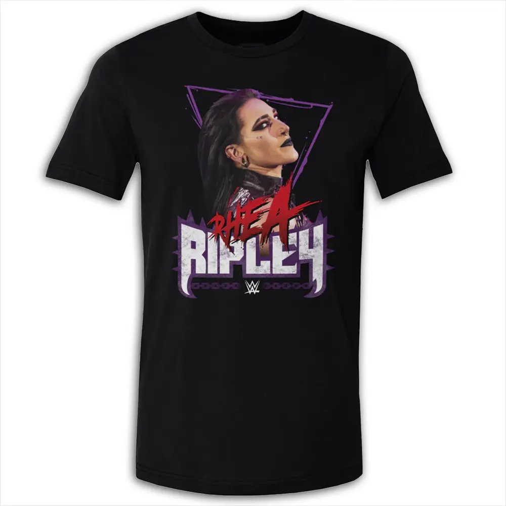 Men's Short-Sleeve Casual Rhea Ripley Grunge Graphic T-Shirt - Black Wrestling Fan Top, Dark Aesthetic Streetwear, Gothic Eras Style, Vintage-Inspired Menswear, Gift for Wrestling Lovers