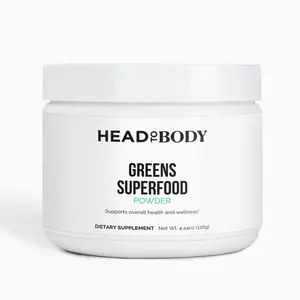 HEADTOBODY Greens Superfood Powder with Barley Grass, Spirulina, Beet Root, Turmeric & Antioxidant-Rich Fruits - Daily Nutrient Boost for Digestion, Metabolism & Overall Wellness - Non-GMO, Vegan