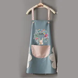 1 Piece Cartoon Rabbit Pattern Apron With Pocket, Funny Apron, Kitchen Cooking Apron, Household Waterproof Apron