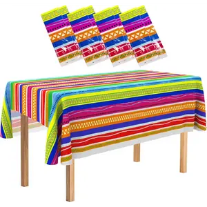 4E's Novelty Fiesta Plastic Tablecloths – 4 Pack 54x108 | Cinco de Mayo & Taco Party Decor
