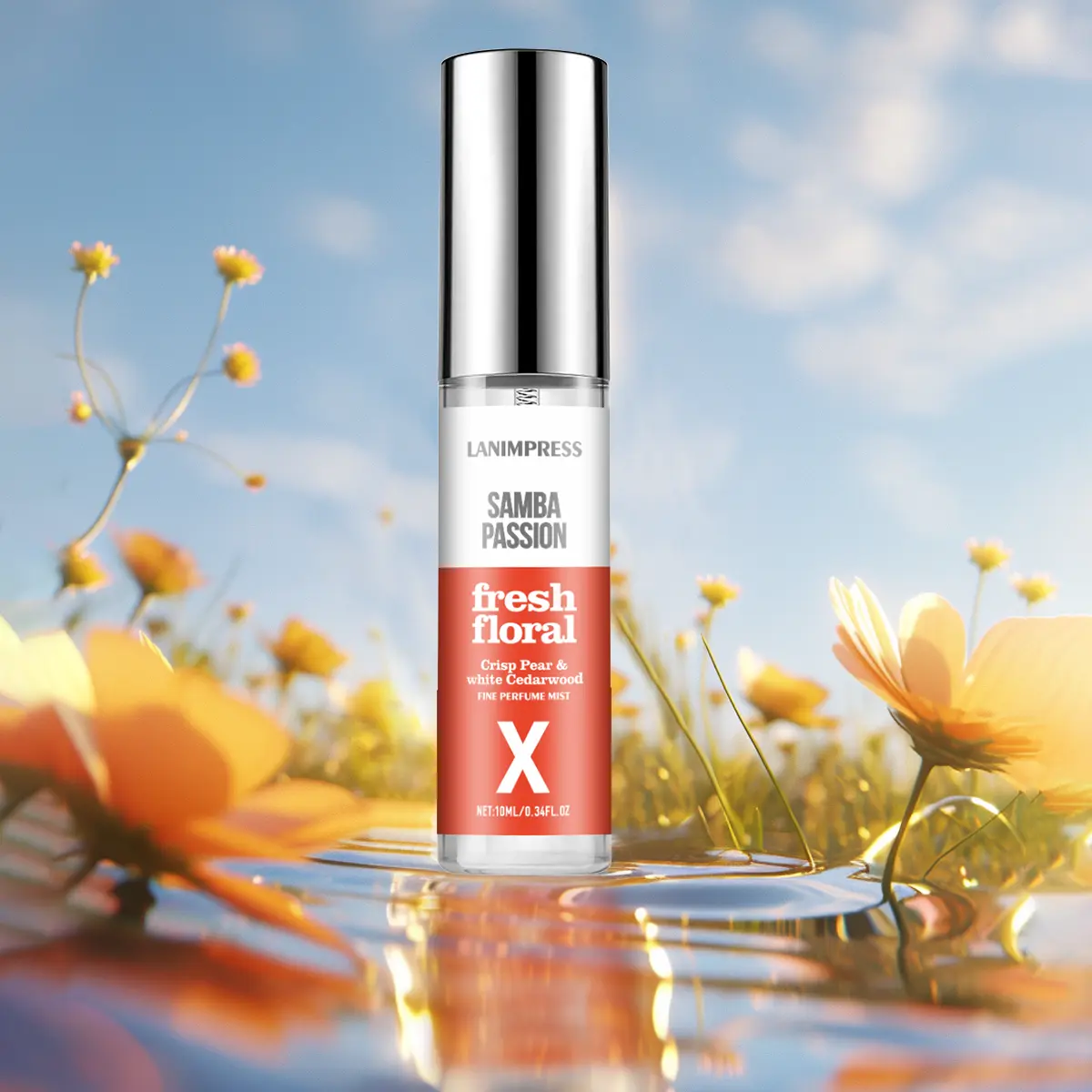 Lanimpress SAMBA PASSION Fresh Floral Fine Perfume Mist - Crisp Pear & White Cedarwood Scent, Paraben-Free Liquid Body Spray, Alcoholic, 10-20% Concentration - Juicy Pear, Pink Violet & Cedar Notes, Up To 0.9 Fl Oz, Single Item