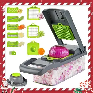 1 Set Plastic Multipurpose Chopper, Fruits &Vegetable Cutter, Grater Peeler Chipser, ForKitchen, Durable Dicer, Chopper For Kitchen