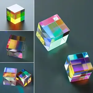 1pc Multicolor Prism, Optical Glass X-Cube, RGB Combination Dispersion, Educational Gift, Suitable for Ages 14+, Mixed Colors, Glass Material, Novelty Prism