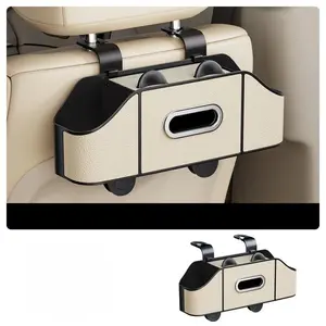 Multifunctional Car Seat Back Organizer Box, Rear Storage Rack with Cup Holder, Paper Towel Dispenser, Car Backseat Organizer for Car Interior Accessories