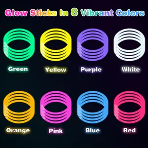 100 High Bright Fluorescent Sticks Party Set, Christmas Easter Football Birthday Decorations, Includes Glowing Necklace Bracelet & 800 Connectors