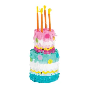 Mini Birthday Cake Piñata Decorations - 3 Pc.