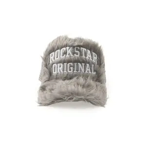Shaggy Grey Fur Trucker Hat