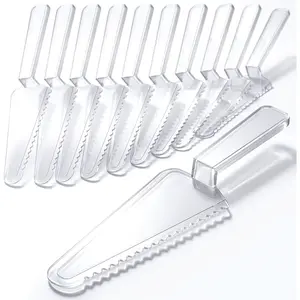 12 Pcs Disposable Plastic Cake Cutter Cake Pie Server Cutter Slicer Pizza Pastry Slicer for Kitchen Wedding Buffet