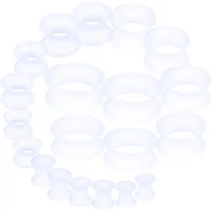 Silicone Ear Gauges Tunnels Plugs for Ears Women Men Earrings Black/Clear/White Size 4mm-20mm 6G-7/8In Double Gage Retainer Stretching Kit Starter Stretchers Expander