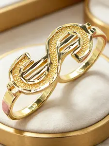 Fashion Hip Hop 14k Gold Plated Dollar Sign Ring, Unisex Jewelry, Christmas/birthday/easter/party Gift, Elegant Geometric Design, Fashion Rings, Elegant Everyday Ring