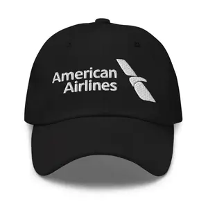 American Airlines Embroidered Logo Inspired Black Classic Dad Hat for Men