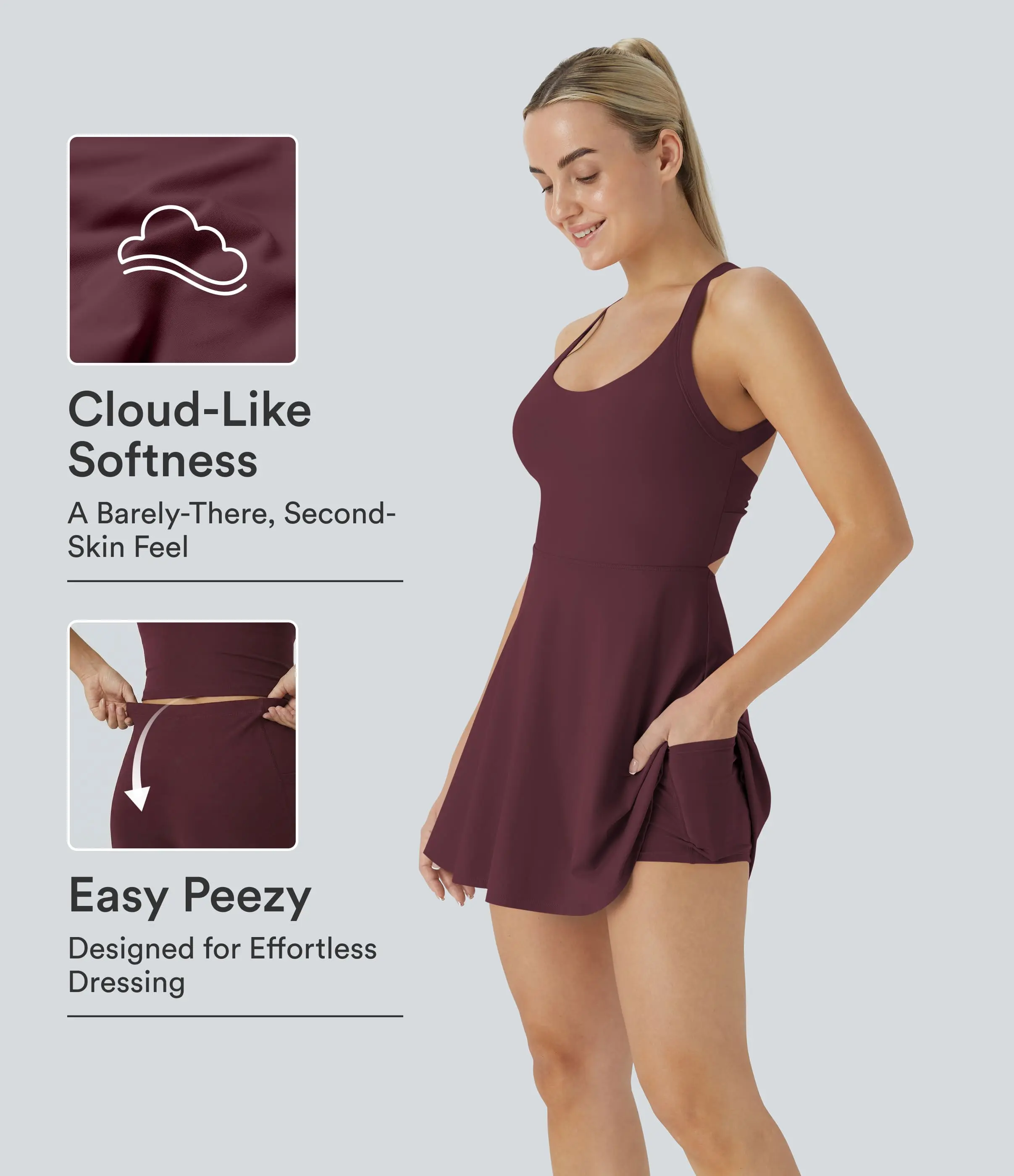 Halara Softlyzero Airy Backless Twisted InstantCool Dance Active Dress-Easy Peezy Edition