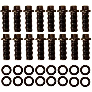16Pices 100-1110 1001110 Header Bolts, Chrome Moly Steel, Black Oxide Finish