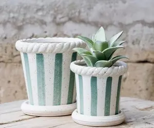 Set of 2 Striped Planters, 3 Color Options
