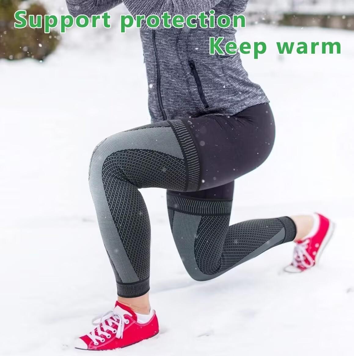 Full Leg Compression Sleeves 2 Pack Long Knee Kneeca Acupressure Self Heating Knee Sleeve Aicao Knee Protection for Warm Aicao Best Knee Brace For Women and Men