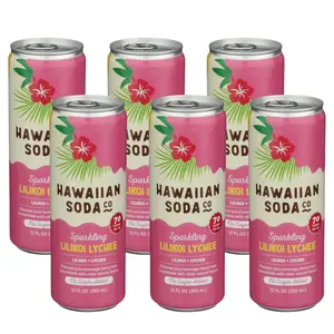 Hawaiian Soda Co Lilikoi Lychee Soda 6 Pack 12oz