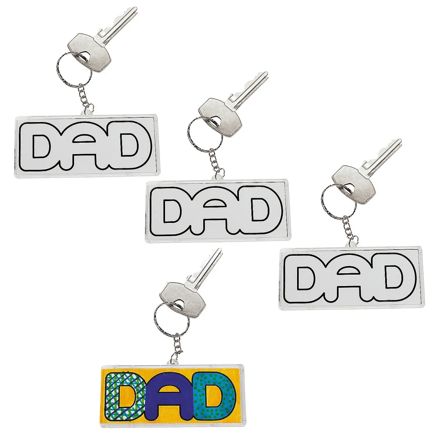 Bulk 96 Pc. DIY Color-Your-Own Dad Keychains, Key Chain Decorations for Father's Day, Family DIY Craft for Stress Relief