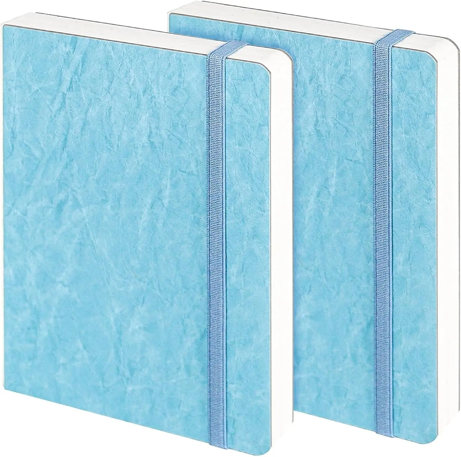 Double Pack Watercolor Journals - 7.5x5 In, 44 Pages Each, Cold-Press 100% Cotton Paper, Pearlescent PU Leather Blue Cover, Art Supplies for Artists & Mixed Media Projects