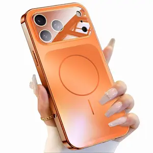 Magnetic Shockproof Matte Case for iPhone 17 Pro Max 16 15 14 13 12 Pro Max, compatible with MagSafe, Built-in Large Camera Lens Protector, Anti-Fingerprint Phone Case Cover