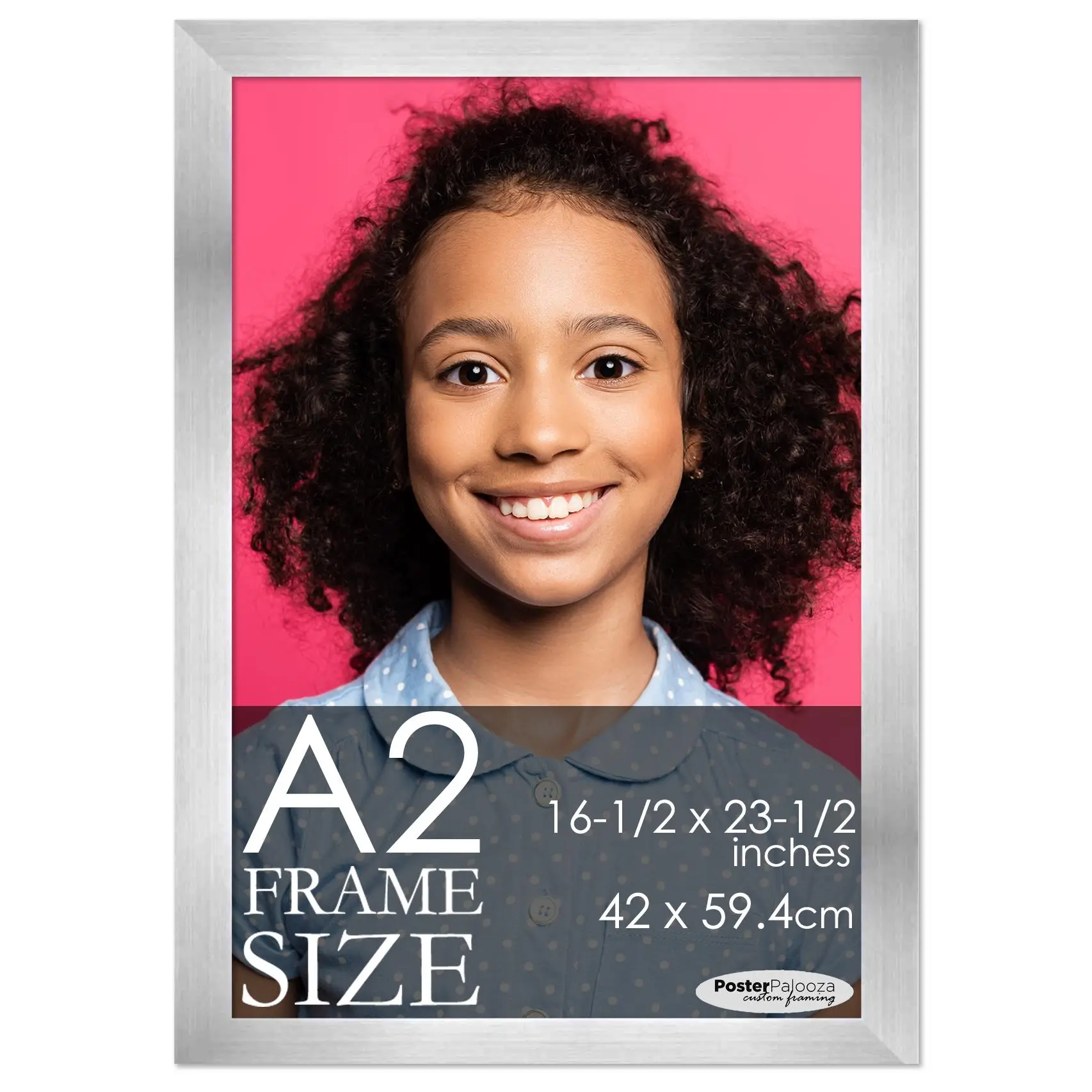 A2 Frame Silver Modern Minimalist 16.5x23.5 Frame - Wood A2 Picture Frame, UV Acrylic