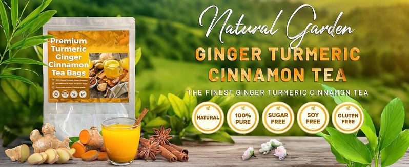 Turmeric Ginger Cinnamon Tea, 100% Natural, Anti-Inflammatea. Eco-conscious Tea Bags. Turmeric Ginger Herbal Tea. No Sugar, No Caffeine, No Gluten, Vegan. antiinflamma tea, looseleaf tea Beverage anti in flama tea ginger caffeine free