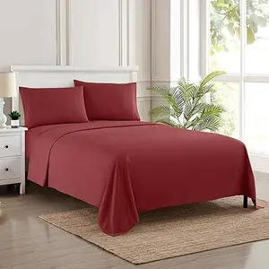 King Size Sheets - Breathable Luxury Bed Sheets with Full Elastic & Secure Corner Straps Built In - 1800 Supreme Collection Extra Soft Deep Pocket Bedding Set, Sheet Set, King, Burgundy