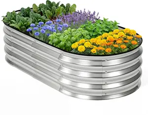 4x2x1FT Raised Garden Bed Outdoor, 12” Deep Metal Planter Box for Vegetables, Herbs & Flowers, Galvanized Steel Garden Bed for Patio & Balcony, Silver (1 Pack/2 Pack) #UrbanGardening