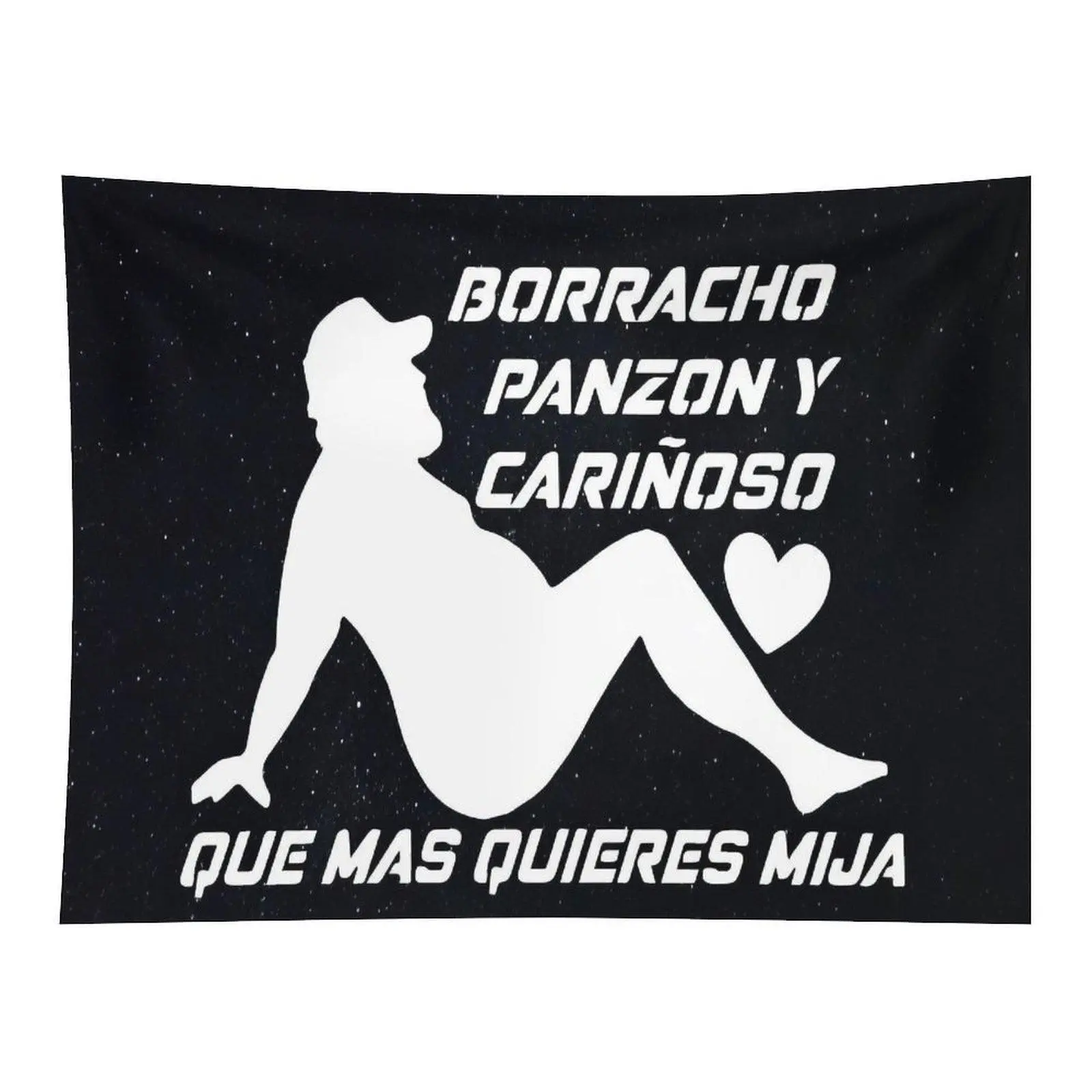 Rectangular Fabric Tapestry Wall Decor - Funny Spanish Humorous Quote, Chubby Man Silhouette, Starry Background, Whimsical Latin Culture Novelty Home Decor for Room Hanging, Whimsical Home Decor